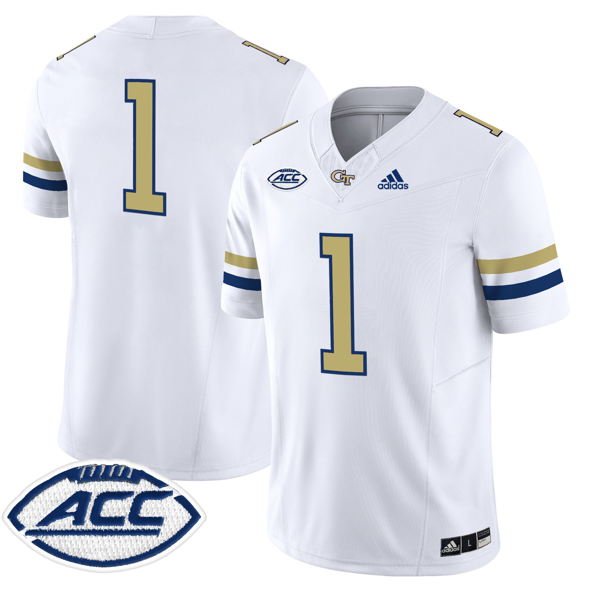 Men Georgia Tech #1 No Name White Asidas 2024 Vapor Limited NCAA Jersey